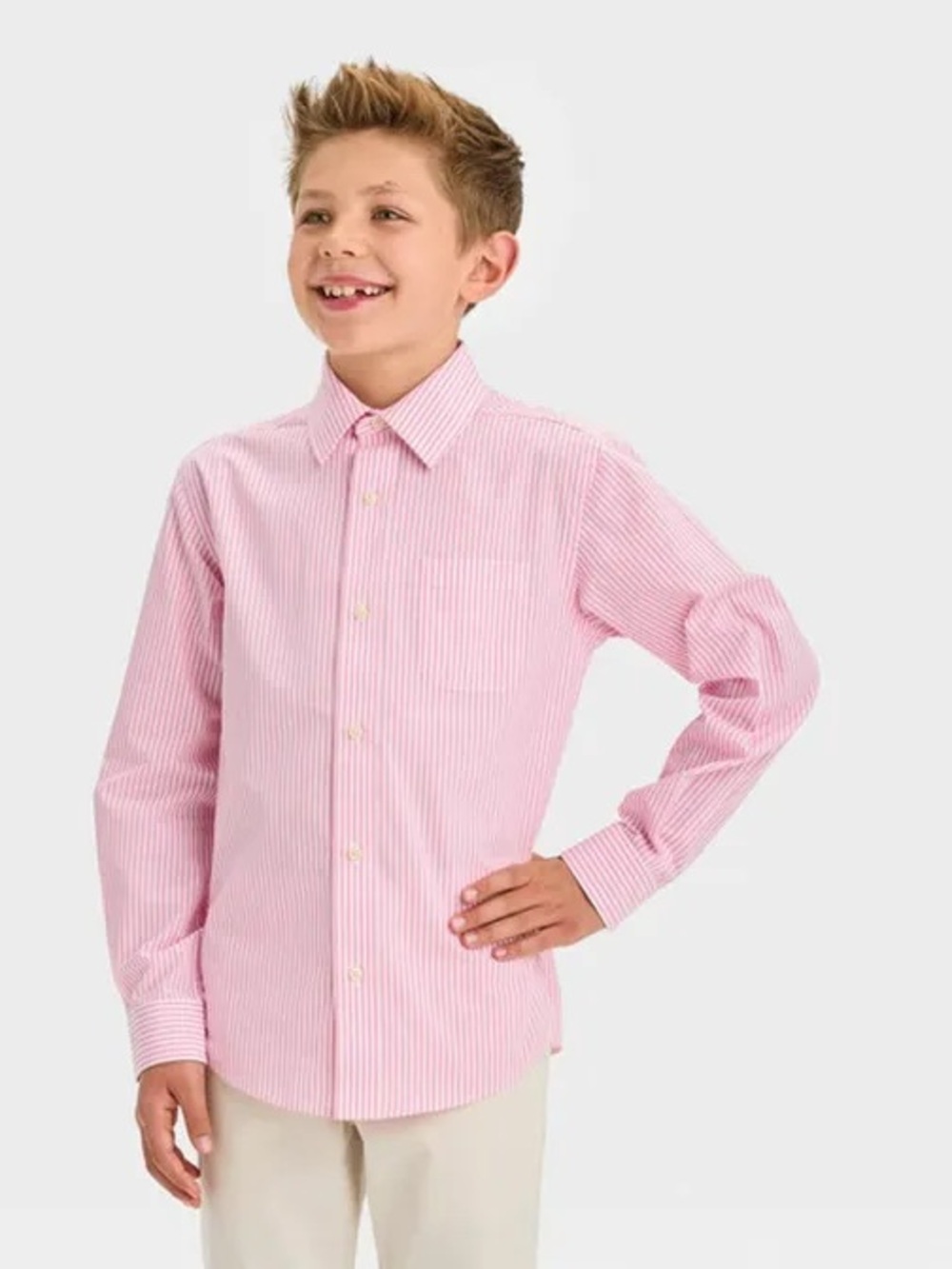 Cat & Jack Boys' Husky Long Sleeve Button-Down Shirt
